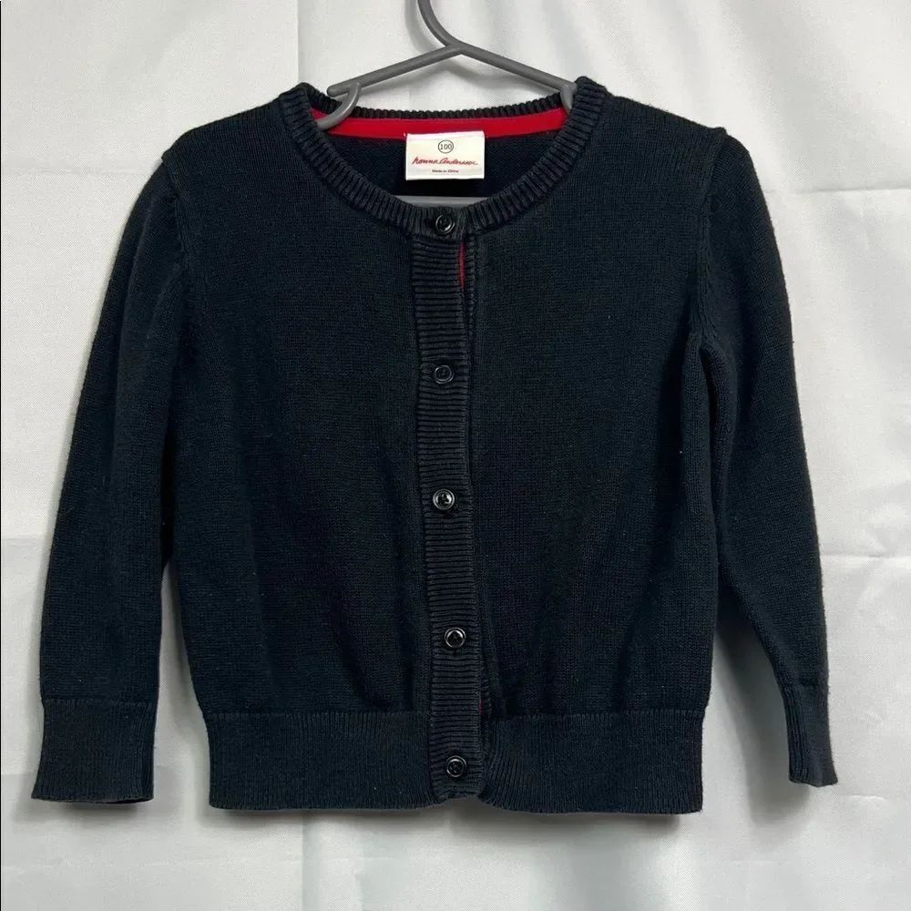 Hanna Andersson black cotton cardigan sweater size 4